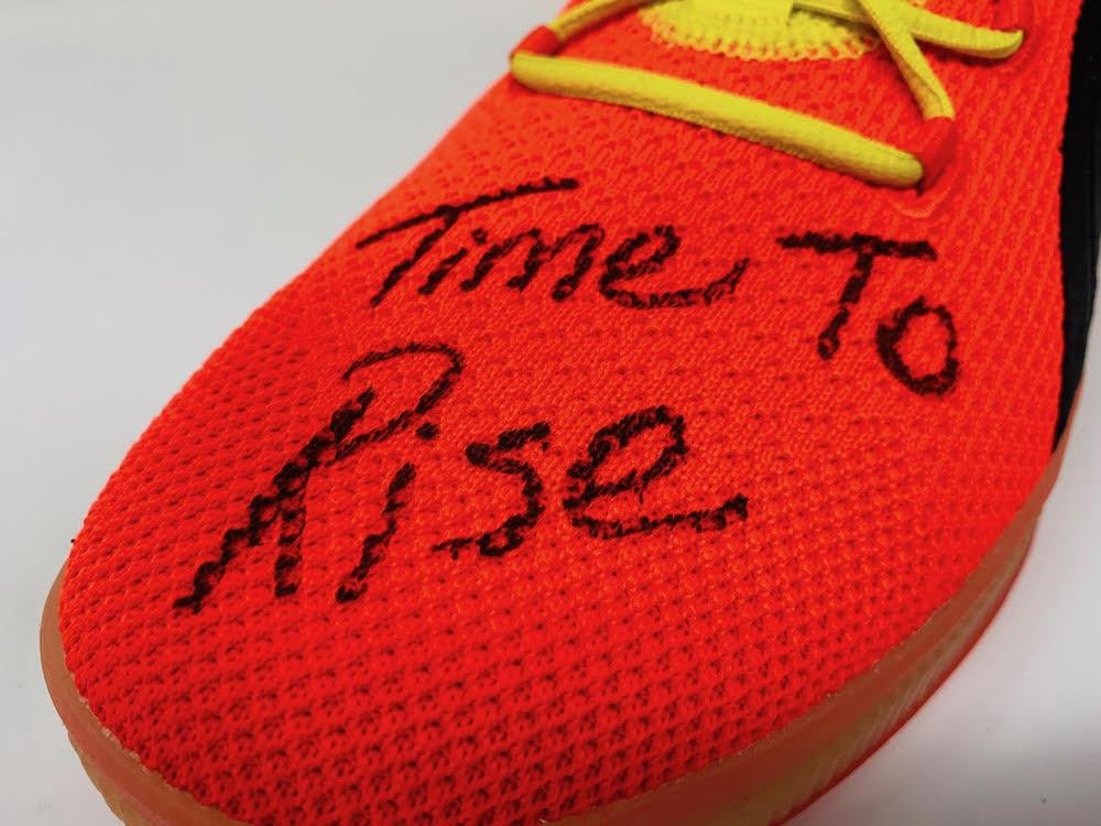 Deandre Ayton Signed Puma Clyde Basketball Shoes Inscribed "Time To Rise" (Game Day Legends & Steiner) Limited Edition #1/22