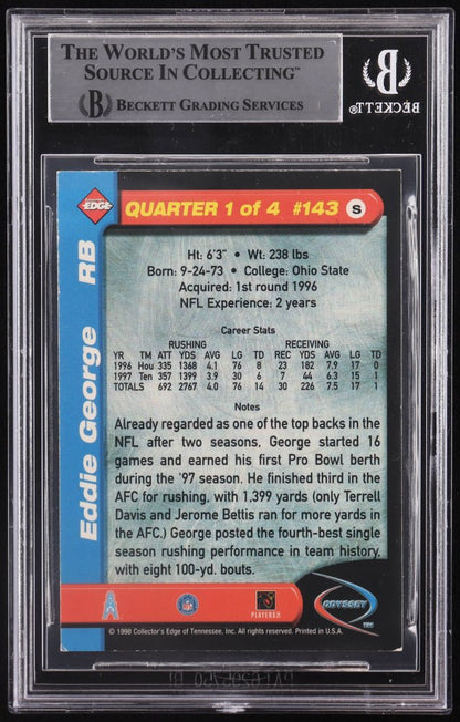 Eddie George Signed 1998 Collector's Edge Odyssey #143 (BGS)