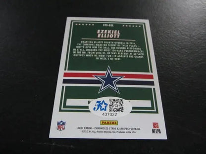 Ezekiel Elliott Signed Trading Card NFL Panini FSG COA
