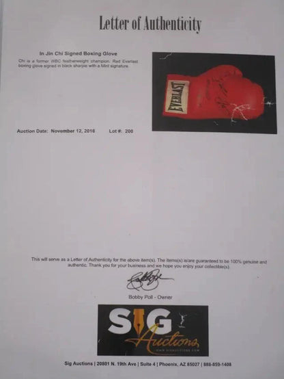 In Jin Chi Signed Boxing Glove (Sig LOA)