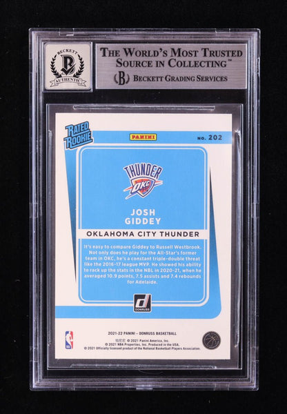 Josh Giddey Signed 2021-22 Donruss #202 RR RC (BGS | Auto 10) Rookie Card | Beckett Witnessed