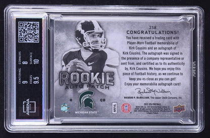 Kirk Cousins Signed 2012 SP Authentic #258 Jersey Autograph #071/885 RC (Arena Club 8.5) Autograph Graded 10 | Rookie Card | Serially Numbered #071 / 885