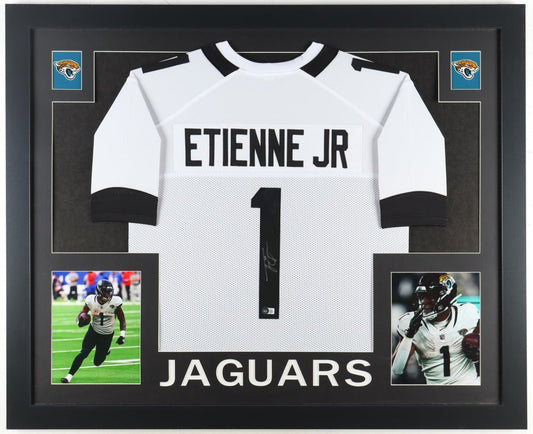 Travis Etienne Signed Custom Framed Jersey Display (Beckett)