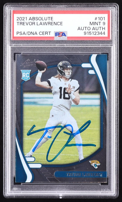 Trevor Lawrence Signed 2021 Absolute #101 RC (PSA 9)