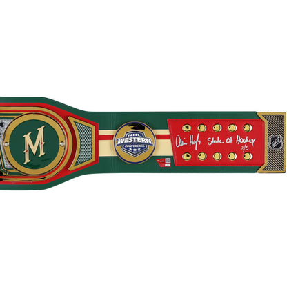 Quinn Hughes Minnesota Wild Autographed Fanatics Authentic WWE Legacy Title Belt with "State of Hockey" Inscription - Limited Edition of 5