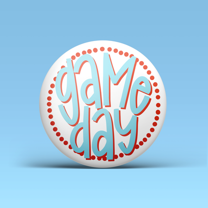 Polka Dot Game Day Button - Blue & Red