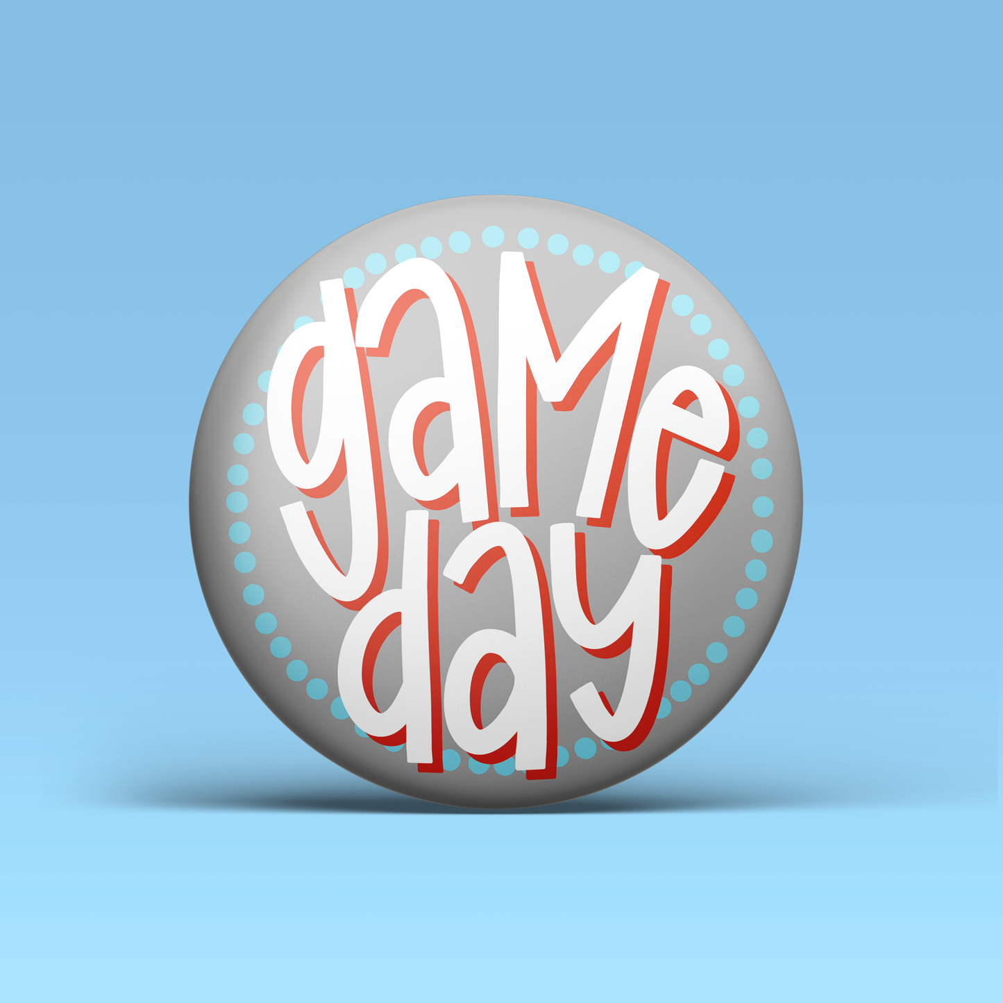 Polka Dot Game Day Button - Blue & Red