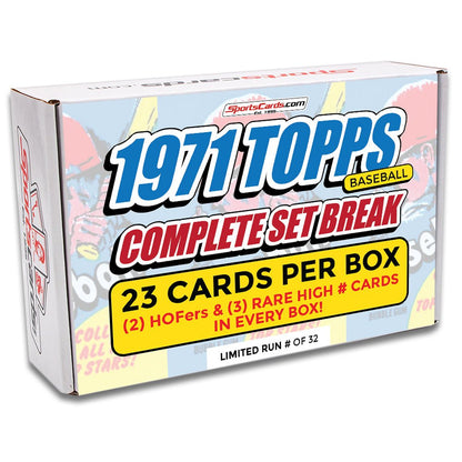 1971 TOPPS BASEBALL COMPLETE SET BREAK - 23 CARDS PER BOX! WITH 2 HOFers AND 3 HIGH NUMBER CARDS!