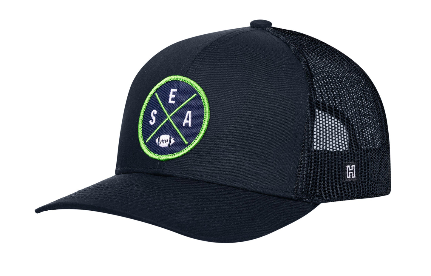 Seattle Football Trucker Hat  |  Navy Blue SEA X Snapback