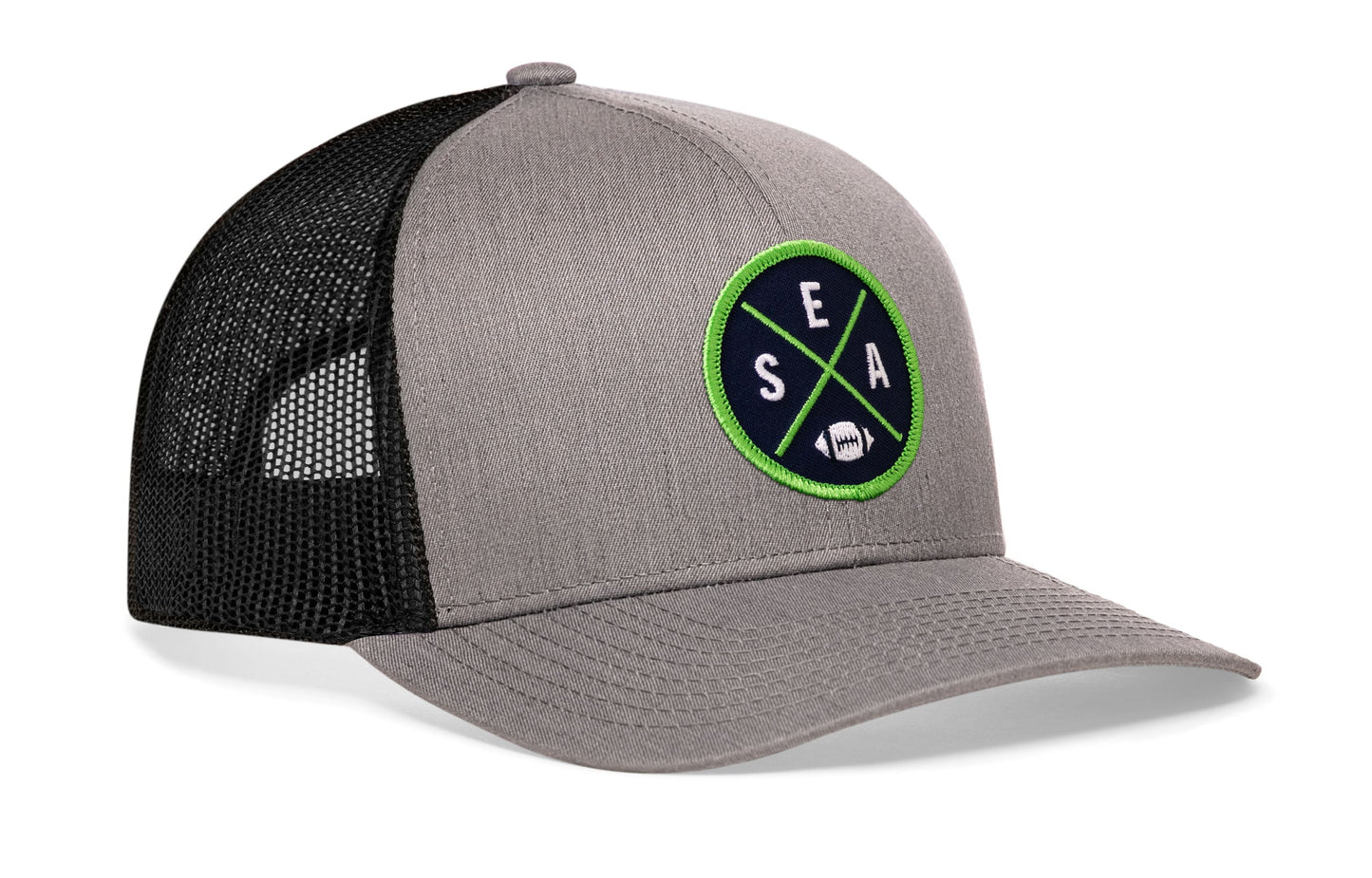 Seattle Football Trucker Hat  |  Navy Blue SEA X Snapback