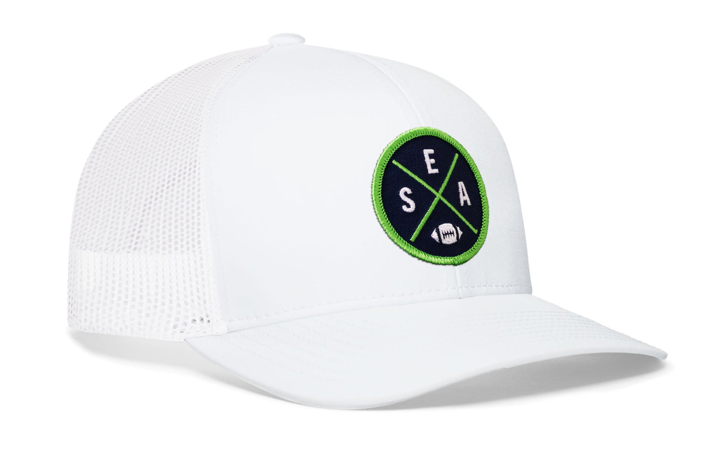 Seattle Football Trucker Hat  |  Navy Blue SEA X Snapback