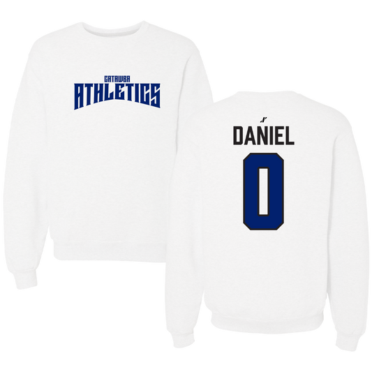 Catawba College Basketball White Classic Crewneck - #0 Chase Daniel