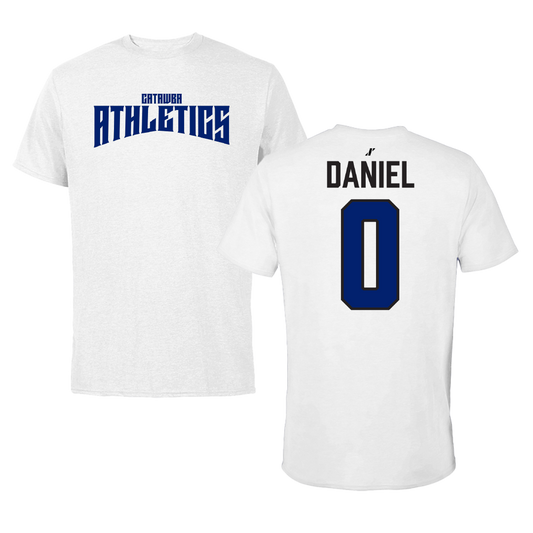 Catawba College Basketball White Classic Tee - #0 Chase Daniel