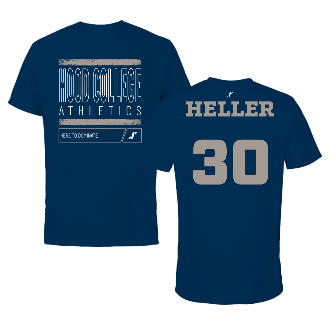 Hood College Baseball Navy Dominate Performance Tee - #30 Aaron Heller