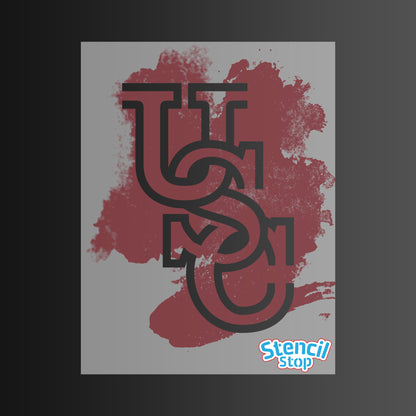 South Carolina Gamecocks Stacked "USC" Logo Stencil