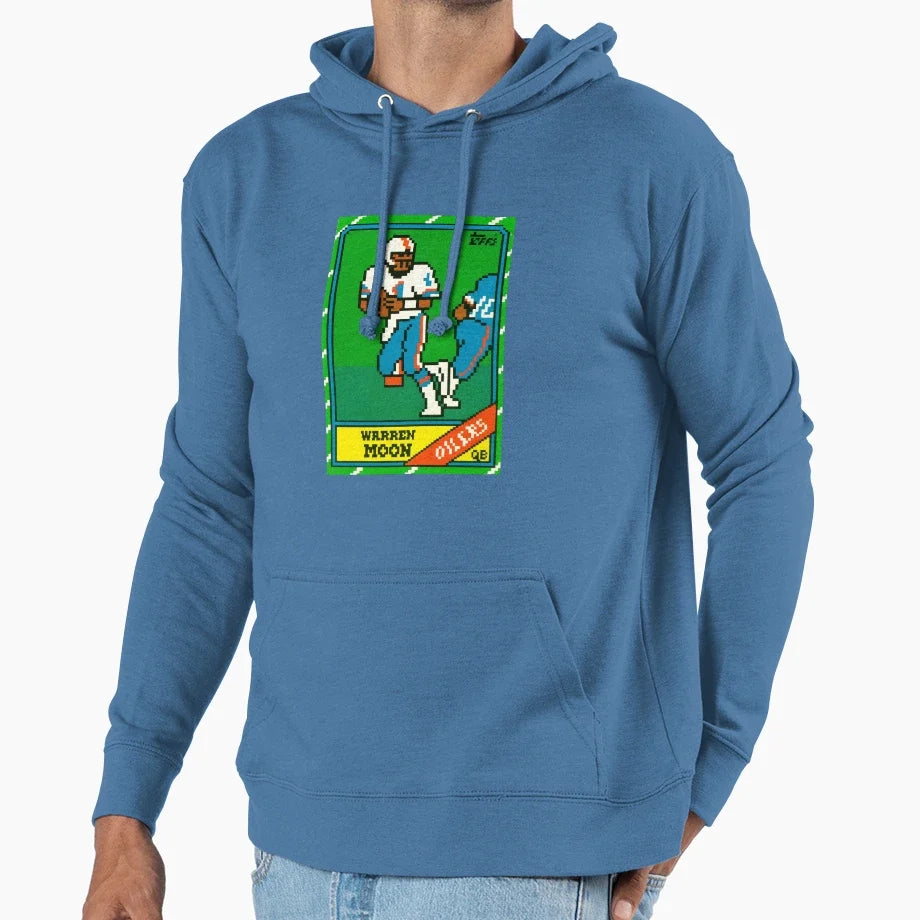 Warren Moon 8 Bit Football Rookie Card Hoodie - Graphic Print for Adults