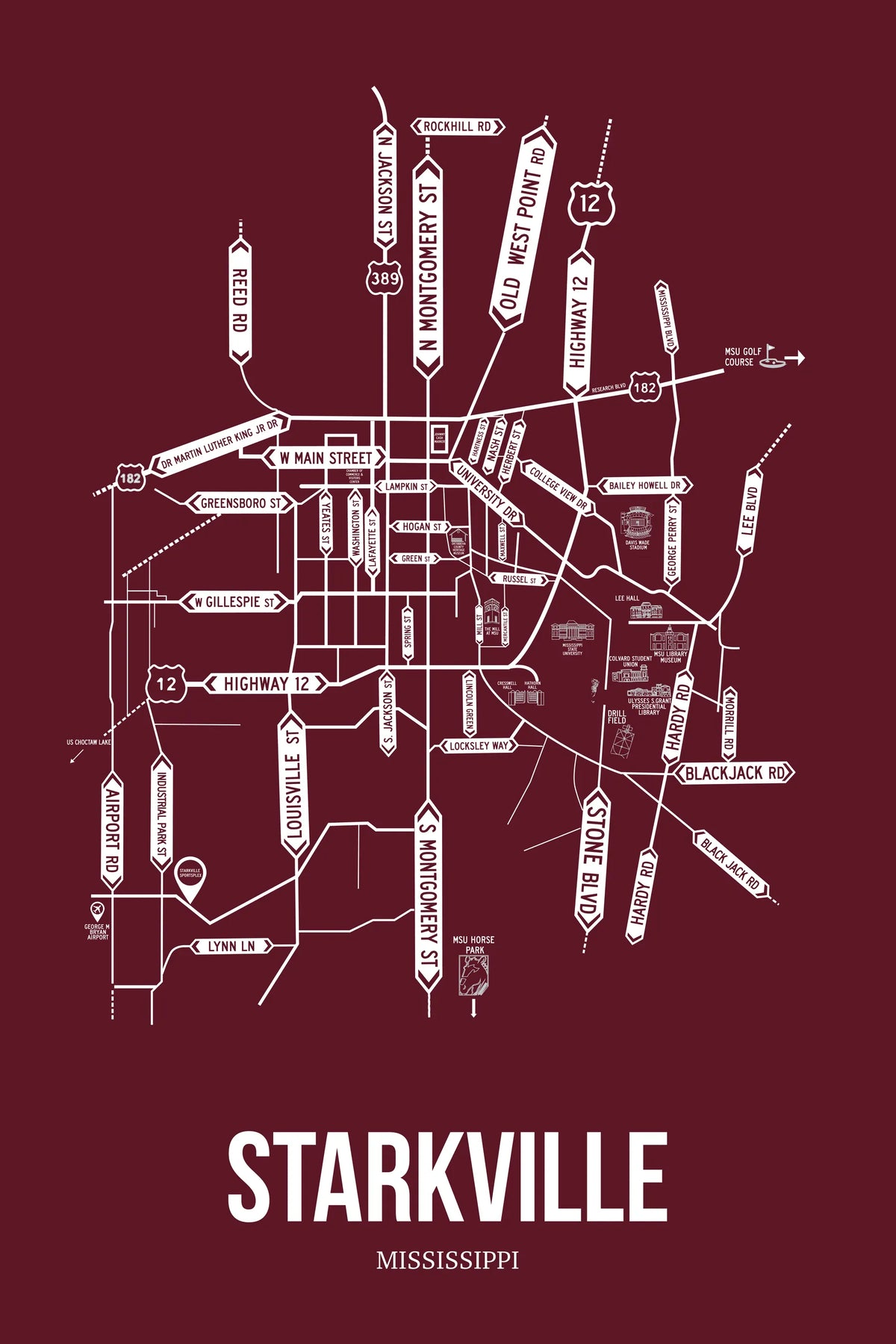 Starkville, Mississippi street map