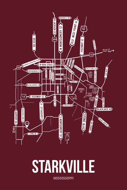 Starkville, Mississippi street map