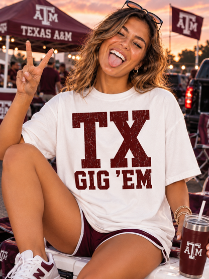Texas A&M Retro Game Day Comfort Colors Graphic Tee