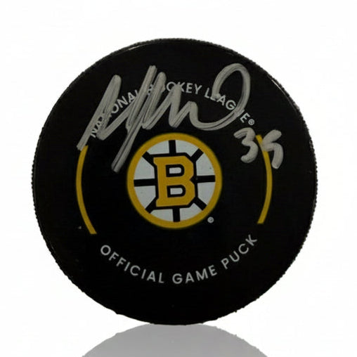 Morgan Geekie Boston Bruins Autographed 2025 Game Model Puck