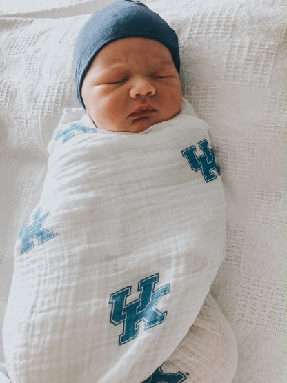 University of Kentucky Muslin Swaddle Blanket – Officially Licensed UK Baby Swaddle | Soft Breathable 47x47 Wildcats Blanket