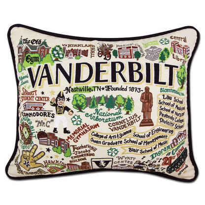 Vanderbilt University Collegiate Hand-Embroidered Pillow