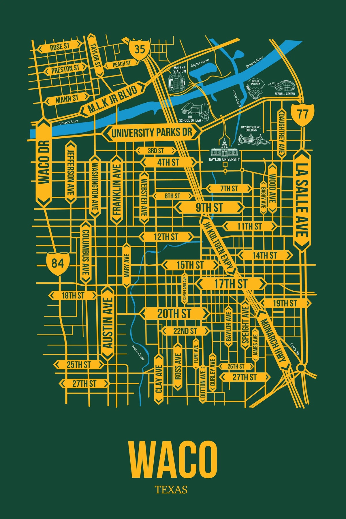 Waco, Texas street map