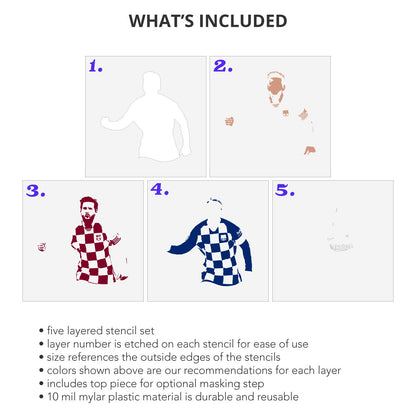 Lionel Messi 5 Layer Stencil Set