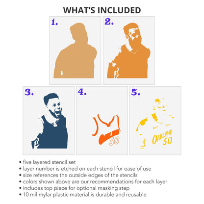 Steph Curry 5 Layer Stencil Set