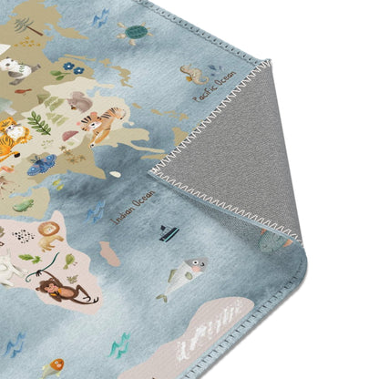 Basketball Court Playroom Rug / World map Area Rug